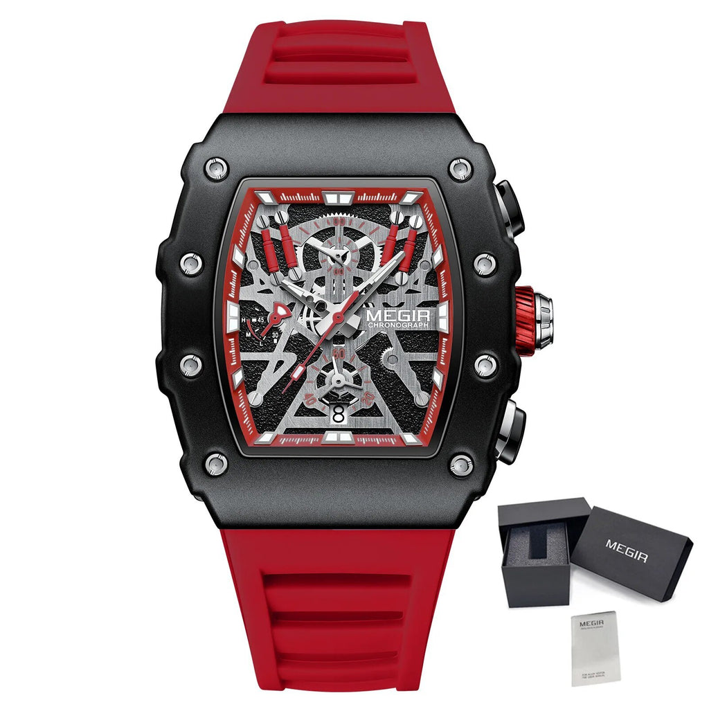 MEGIR Luxury Outdoor Sport Wristwatch for Men Silicone Waterproof Watches Quartz Military Watch Male Clock Chronograph 2218-19