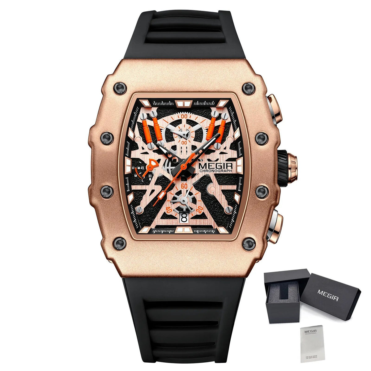 MEGIR Luxury Outdoor Sport Wristwatch for Men Silicone Waterproof Watches Quartz Military Watch Male Clock Chronograph 2218-22
