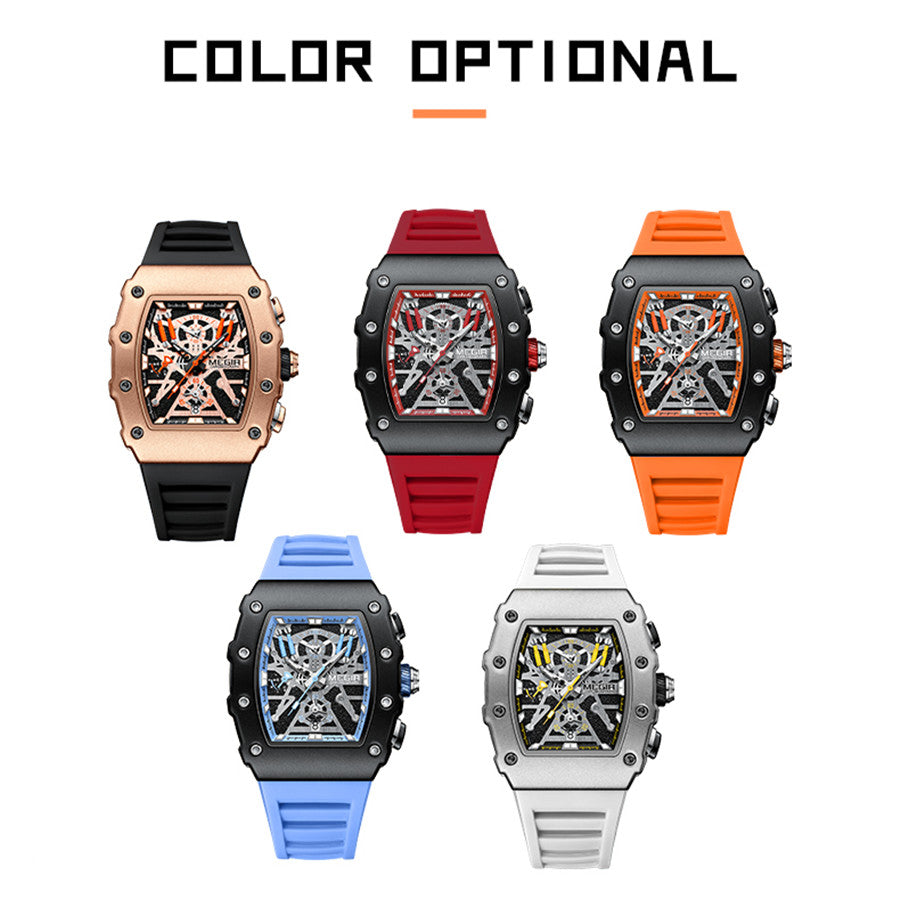 MEGIR Luxury Outdoor Sport Wristwatch for Men Silicone Waterproof Watches Quartz Military Watch Male Clock Chronograph 2218-6