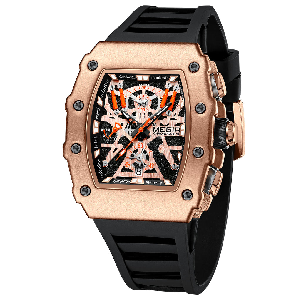 MEGIR Luxury Outdoor Sport Wristwatch for Men Silicone Waterproof Watches Quartz Military Watch Male Clock Chronograph 2218-11