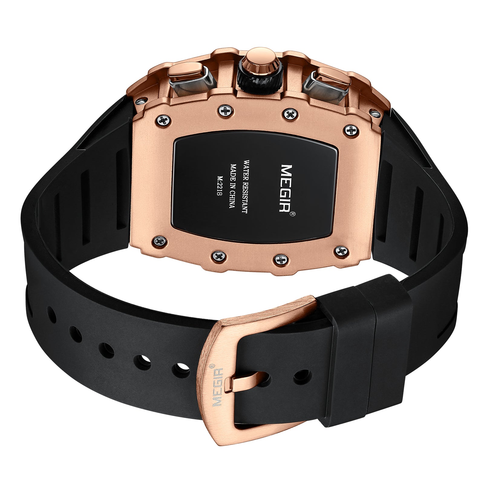 MEGIR Luxury Outdoor Sport Wristwatch for Men Silicone Waterproof Watches Quartz Military Watch Male Clock Chronograph 2218-17