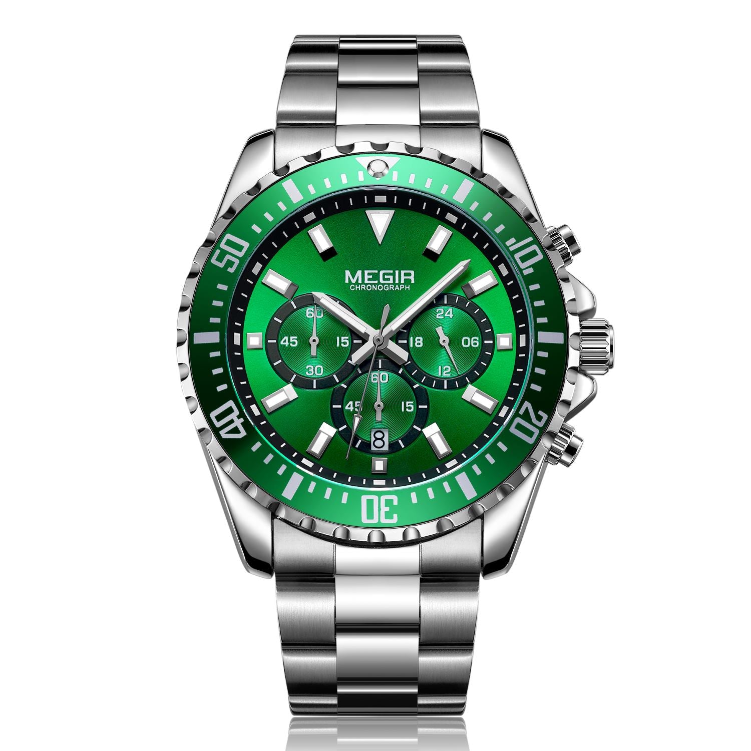 MEGIR Original Luxury Men Business Quartz Watch Stainless Steel Bracelet Chronograph Male Military Wristwatch Clock Relogio Masculino 2064-14