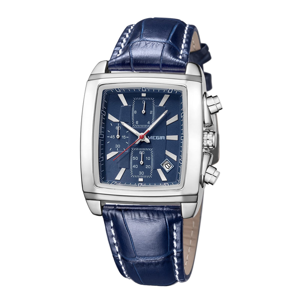 MEGIR Watch Men Business Wristwatch Rectangle Quartz Military Watches Waterproof Luminous Leather Strap Sport Casual Clock Reloj Hombre 2028-15