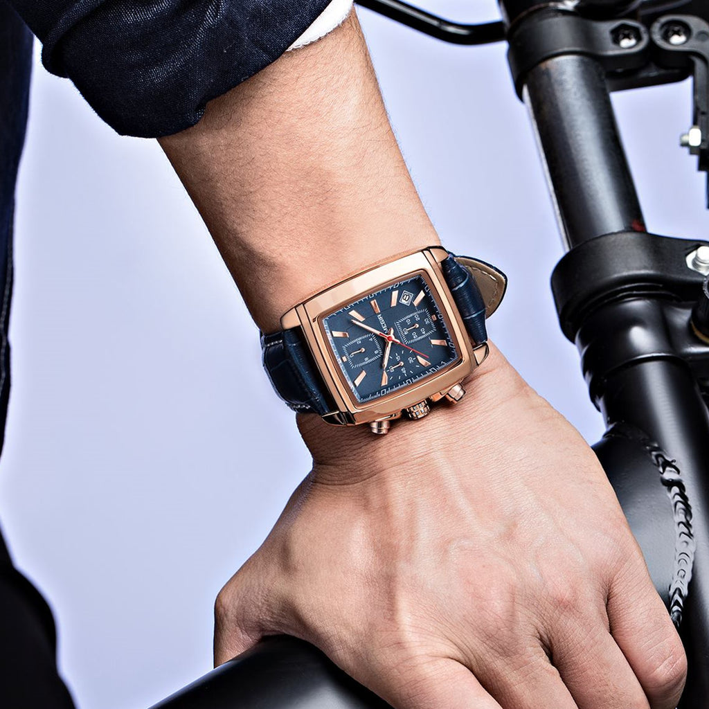 MEGIR Watch Men Business Wristwatch Rectangle Quartz Military Watches Waterproof Luminous Leather Strap Sport Casual Clock Reloj Hombre 2028-7