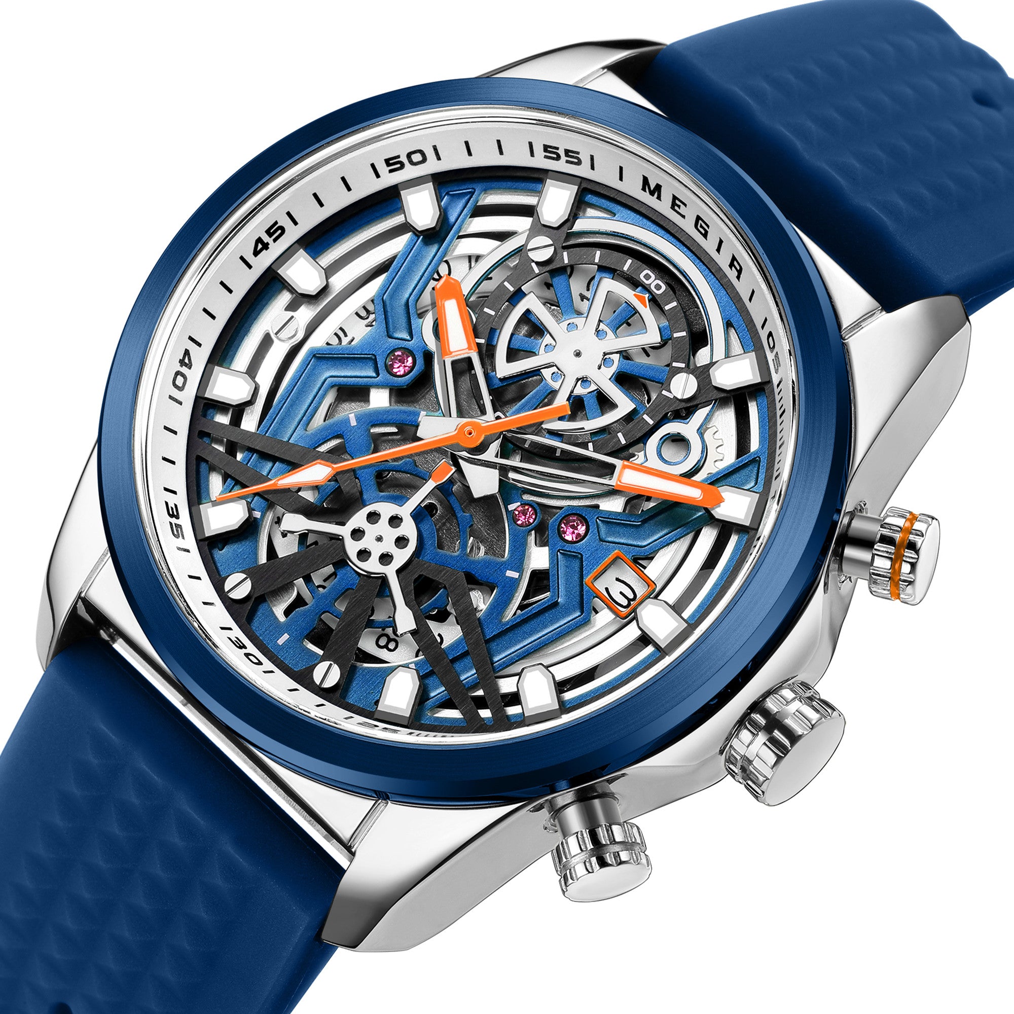 MEGIR Men's Watch Chronograph Fashion Quartz Wristwatch Waterproof Luminous Sports Military Watches Clock with Auto Date 2235-8