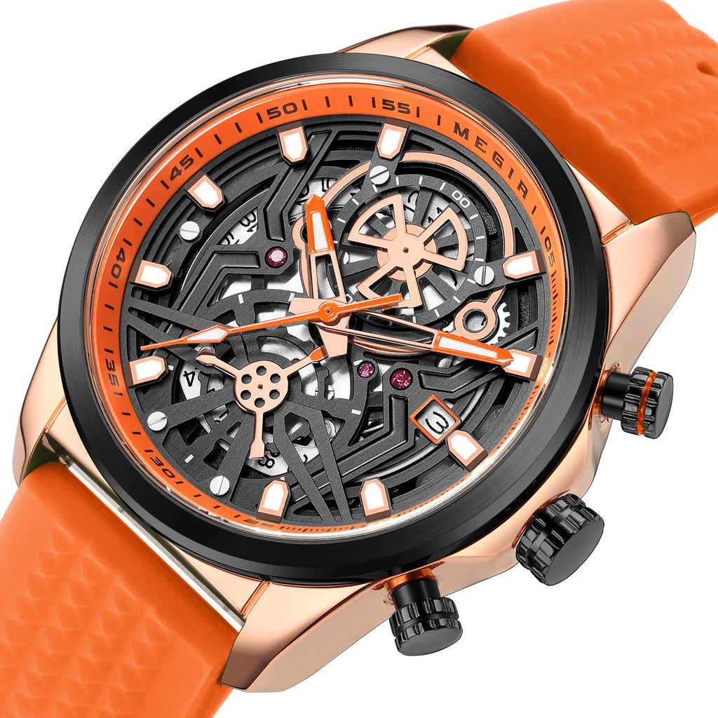 MEGIR Men's Watch Chronograph Fashion Quartz Wristwatch Waterproof Luminous Sports Military Watches Clock with Auto Date 2235-11