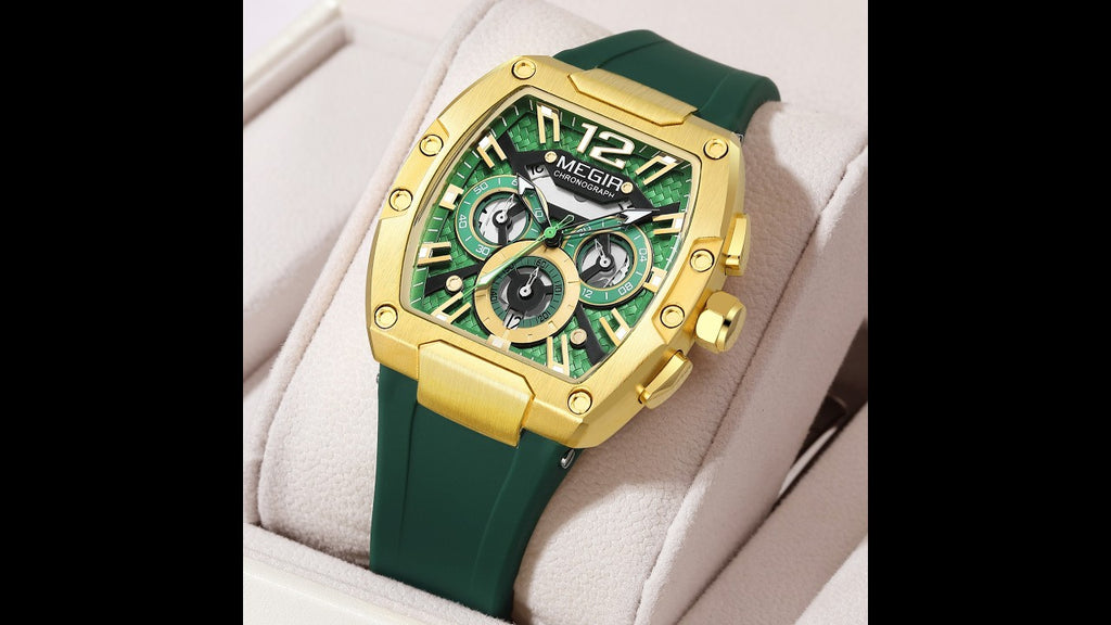 MEGIR Chronograph Luxury Sport Quartz Watch Men Waterproof Luminous Silicone Casual Big Dial Wristwatch Auto Date Reloj Hombre 8112