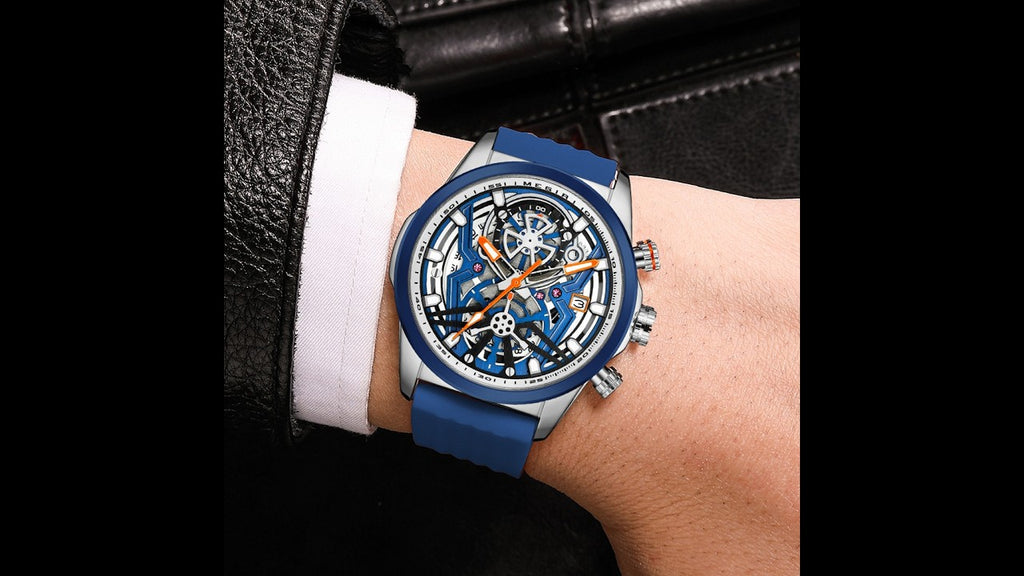 MEGIR Men's Watch Chronograph Fashion Quartz Wristwatch Waterproof Luminous Sports Military Watches Clock with Auto Date 2235-12