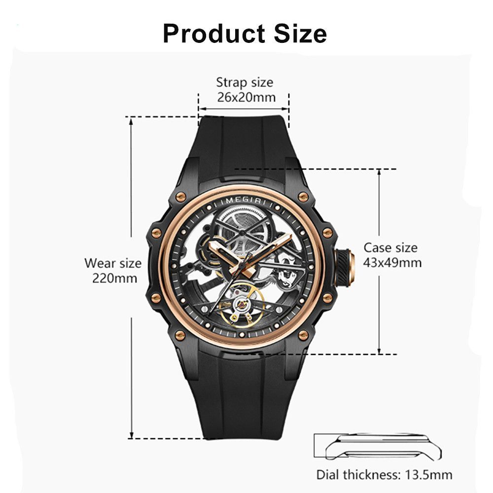 MEGIR Fashion Men's Full Automatic Watches Hollow Out Luminous Sports Mechanical Watch Waterproof Wristwatches Reloj Hombre 2243-9