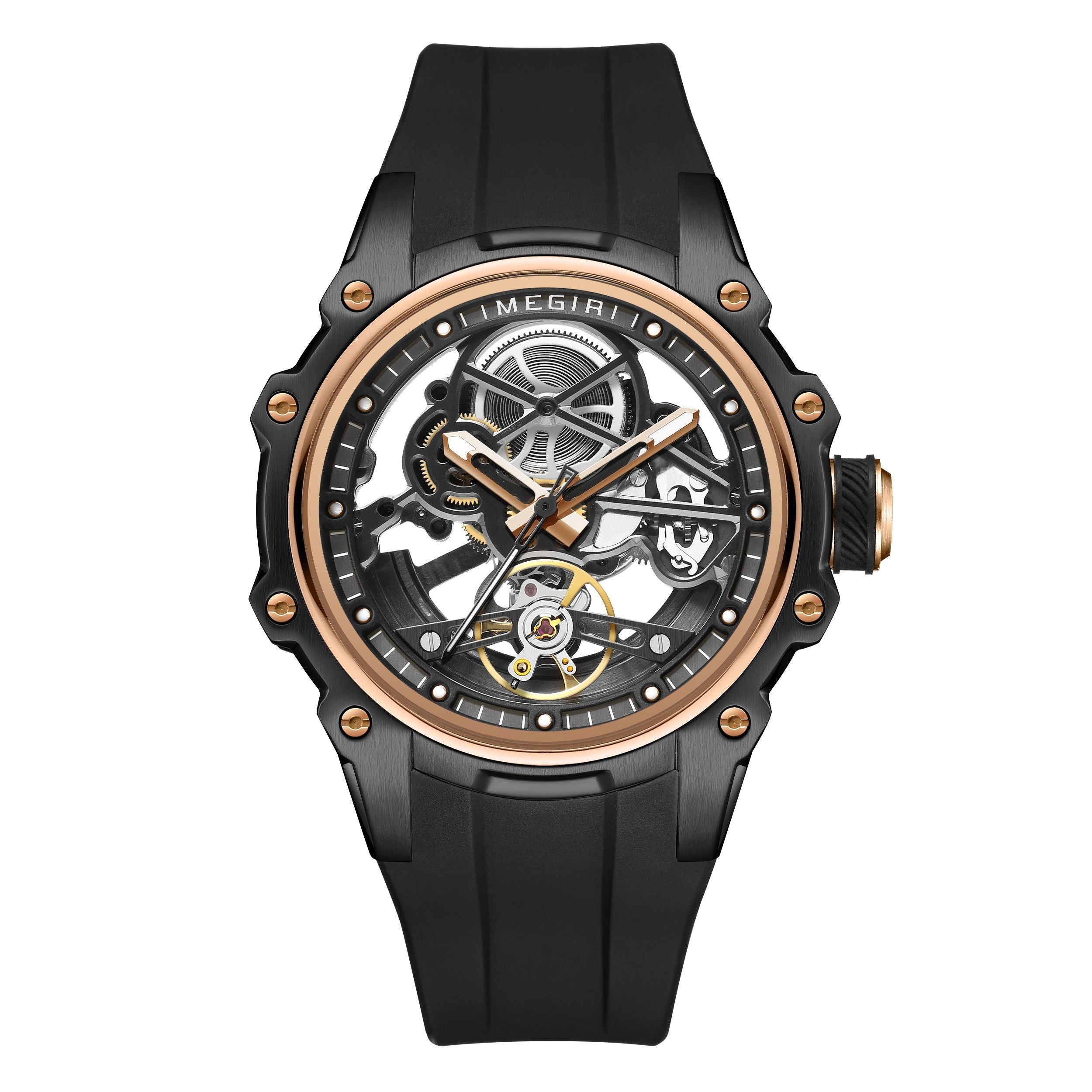 MEGIR Fashion Men's Full Automatic Watches Hollow Out Luminous Sports Mechanical Watch Waterproof Wristwatches Reloj Hombre 2243-10