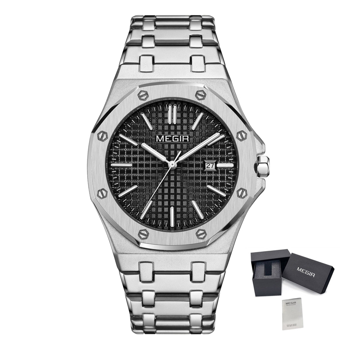 MEGIR 1085 Business Calendar Watch – Steel Bracelet