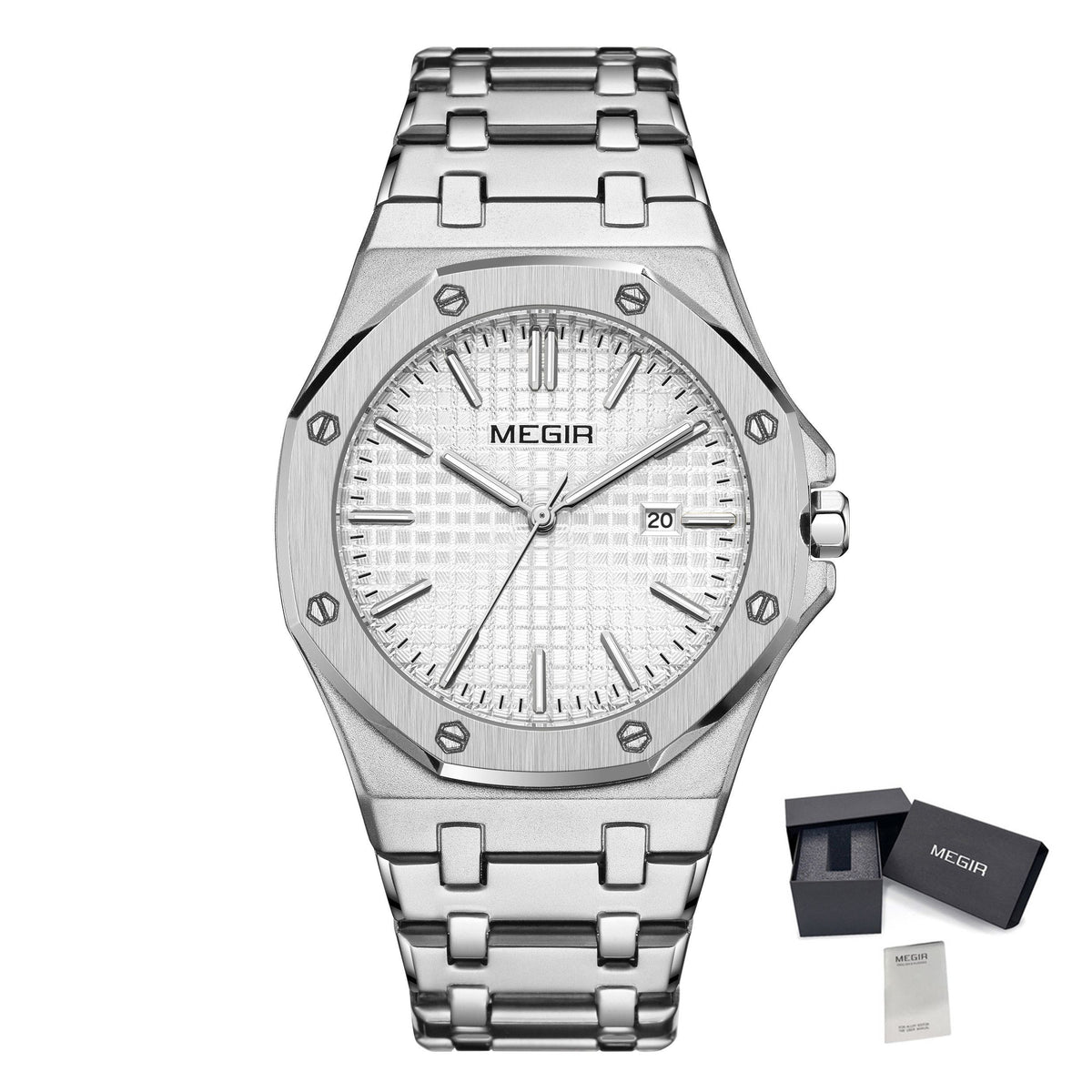 MEGIR 1085 Business Calendar Watch – Steel Bracelet