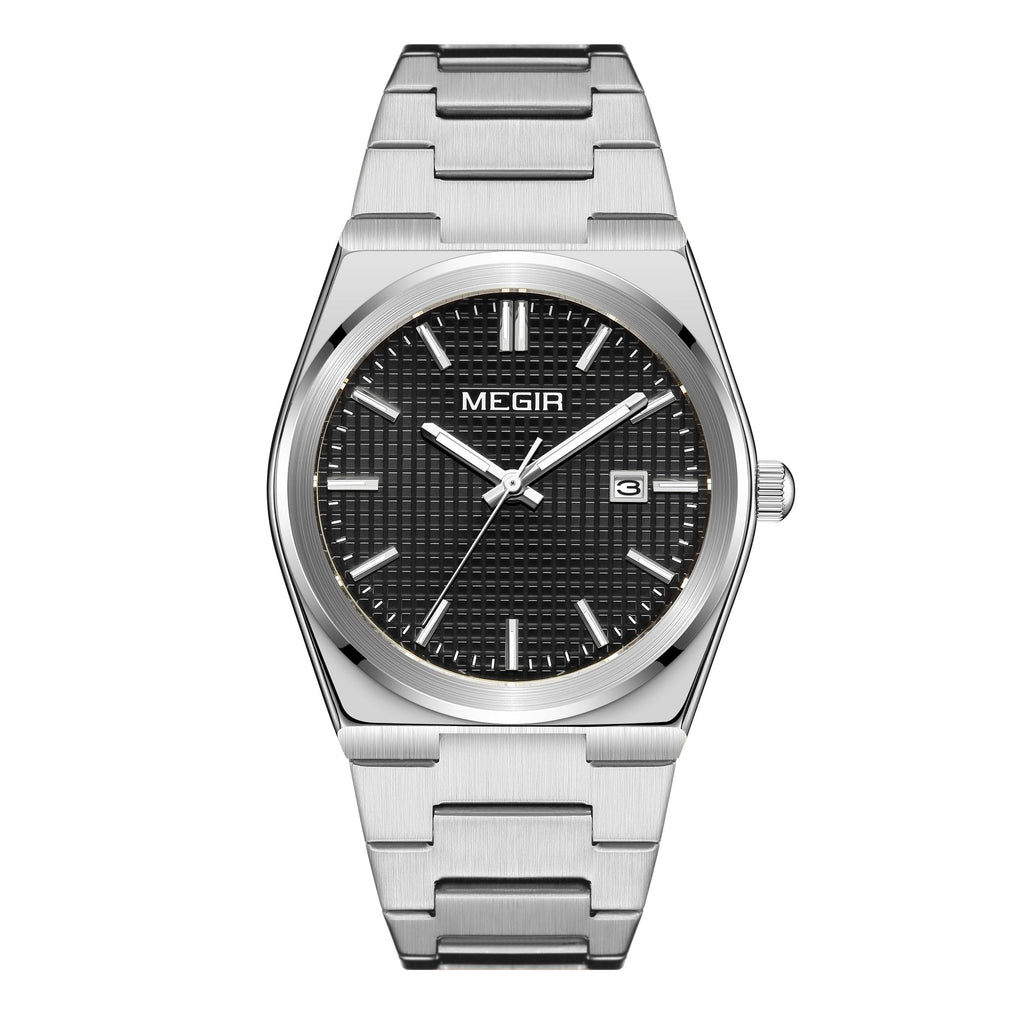 MEGIR Luxury Business Watches for Men Stainless Steel Strap Waterproof Calendar Male Quartz Wristwatch Clock Reloj Hombre 1086-6