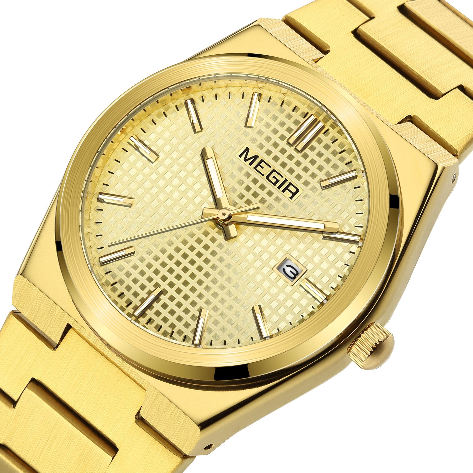 MEGIR Luxury Business Watches for Men Stainless Steel Strap Waterproof Calendar Male Quartz Wristwatch Clock Reloj Hombre 1086-11