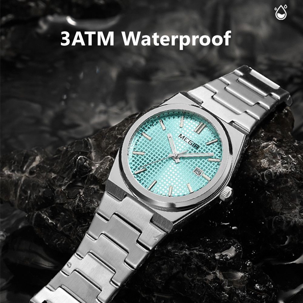 MEGIR Luxury Business Watches for Men Stainless Steel Strap Waterproof Calendar Male Quartz Wristwatch Clock Reloj Hombre 1086-4