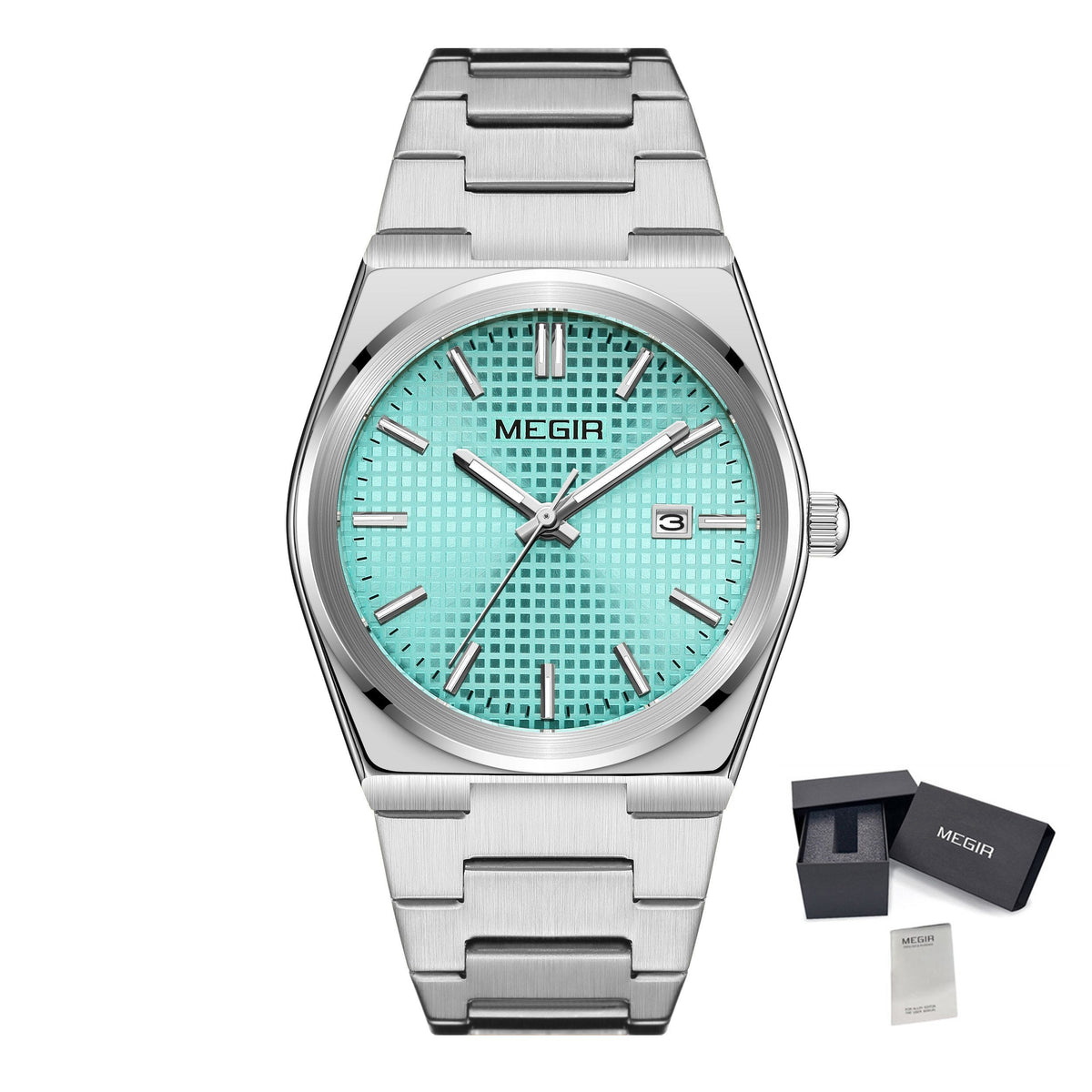 MEGIR Luxury Business Watches for Men Stainless Steel Strap Waterproof Calendar Male Quartz Wristwatch Clock Reloj Hombre 1086-19
