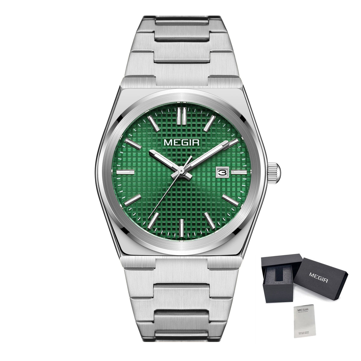MEGIR Luxury Business Watches for Men Stainless Steel Strap Waterproof Calendar Male Quartz Wristwatch Clock Reloj Hombre 1086-18
