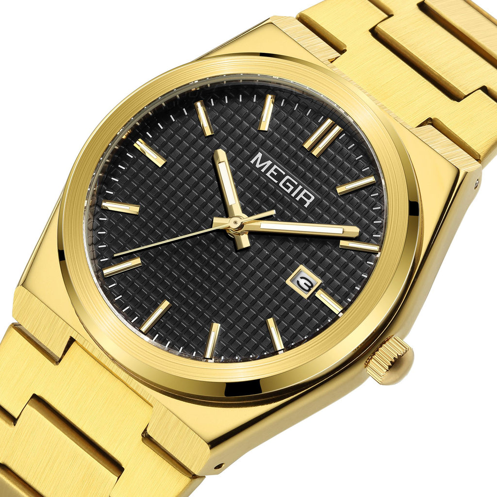 MEGIR Luxury Business Watches for Men Stainless Steel Strap Waterproof Calendar Male Quartz Wristwatch Clock Reloj Hombre 1086-10