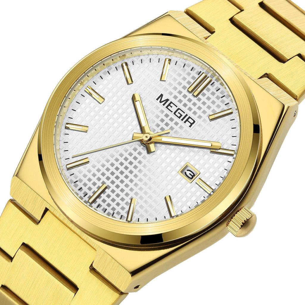 MEGIR Luxury Business Watches for Men Stainless Steel Strap Waterproof Calendar Male Quartz Wristwatch Clock Reloj Hombre 1086-12