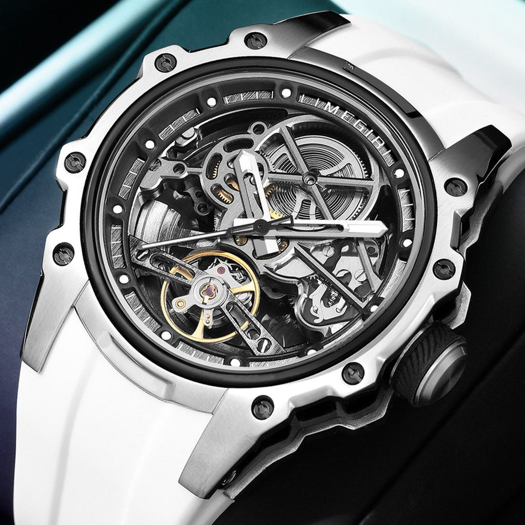 MEGIR Fashion Men's Full Automatic Watches Hollow Out Luminous Sports Mechanical Watch Waterproof Wristwatches Reloj Hombre 2243-2
