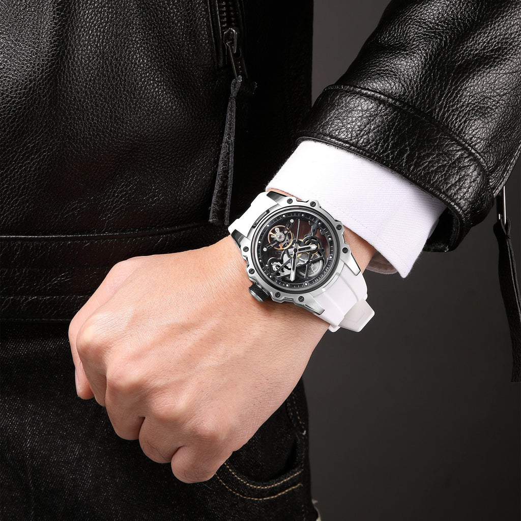 MEGIR Fashion Men's Full Automatic Watches Hollow Out Luminous Sports Mechanical Watch Waterproof Wristwatches Reloj Hombre 2243-5