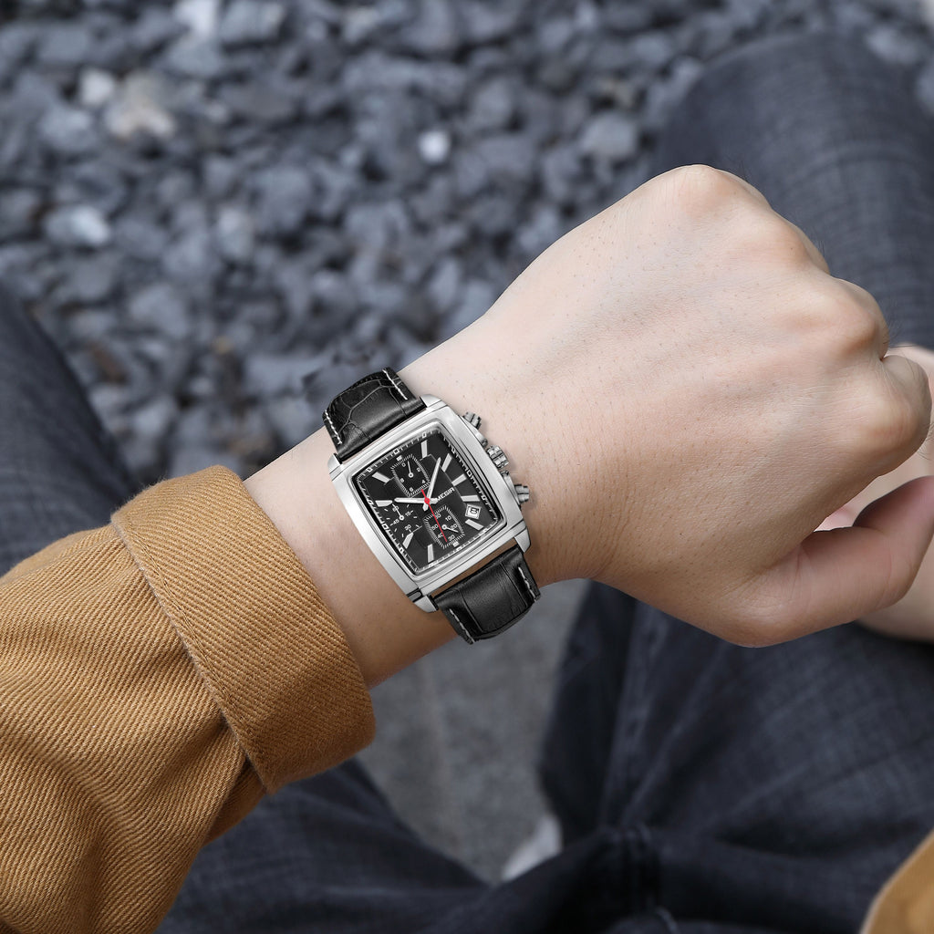 MEGIR Watch Men Business Wristwatch Rectangle Quartz Military Watches Waterproof Luminous Leather Strap Sport Casual Clock Reloj Hombre 2028-3