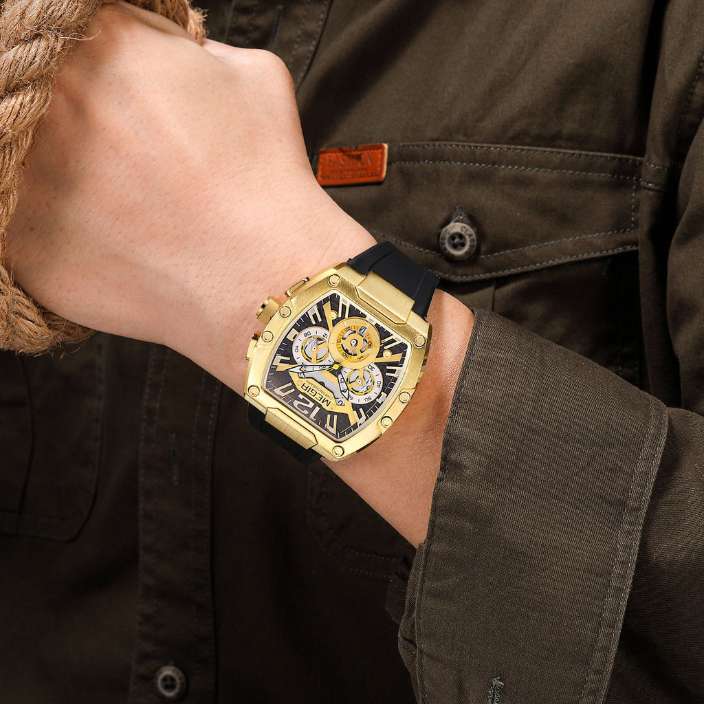 MEGIR Chronograph Luxury Sport Quartz Watch Men Waterproof Luminous Silicone Casual Big Dial Wristwatch Auto Date Reloj Hombre 8112