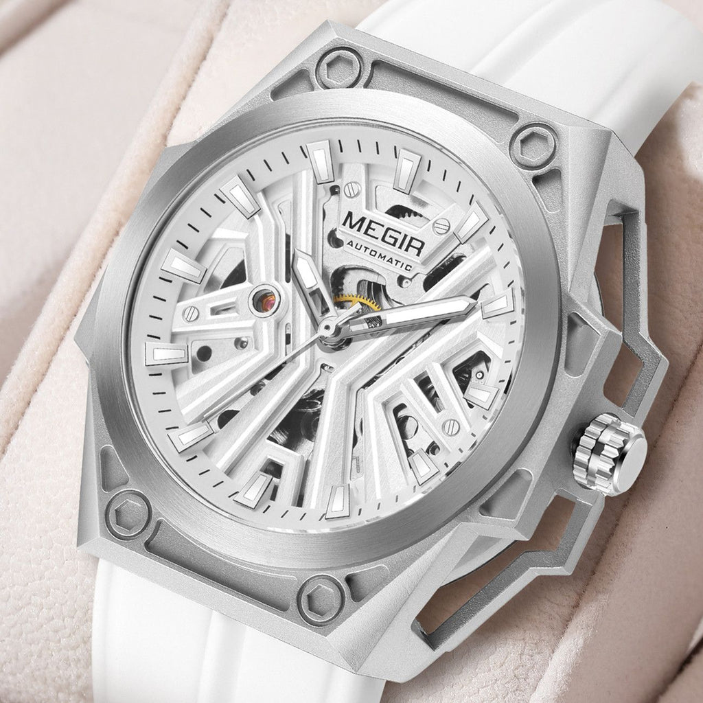 MEGIR Fashion Fully Automatic Mechanical Men's Watch Stainless Steel Case Sports Military Wristwatch Waterproof Watches Clock 8603-2