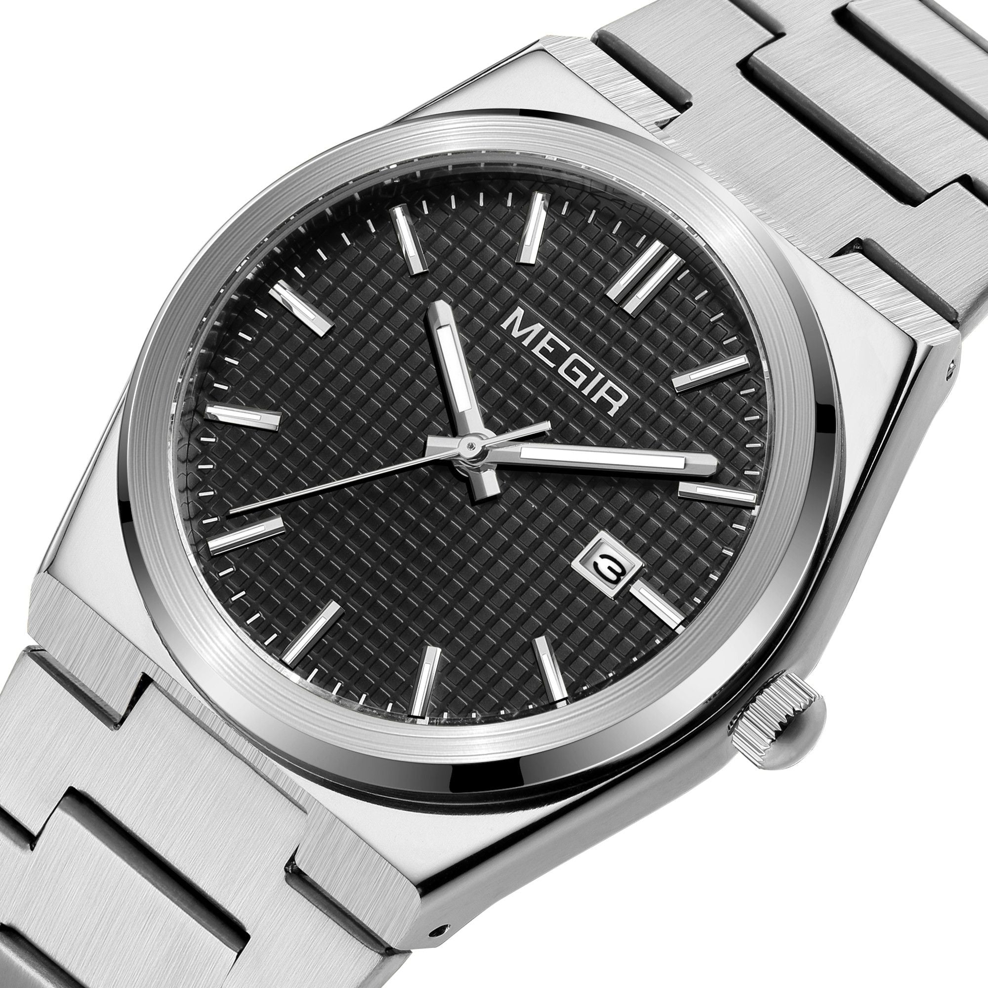MEGIR Luxury Business Watches for Men Stainless Steel Strap Waterproof Calendar Male Quartz Wristwatch Clock Reloj Hombre 1086-7