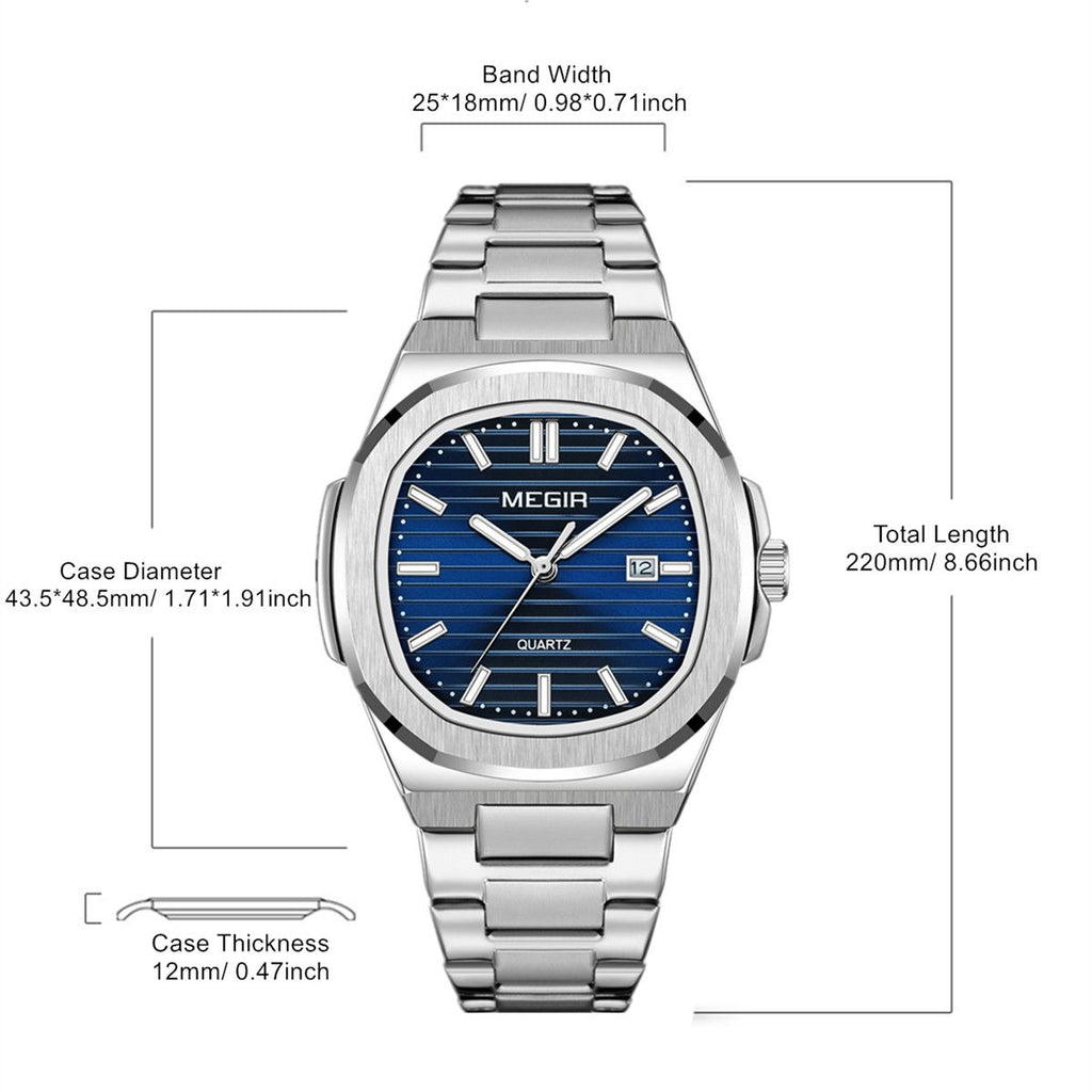 MEGIR Luxury Brand Men Business Watches Waterproof Male Clock Stainless Steel Luminous Quartz Sports Wristwatch Montre Femme 1084-5