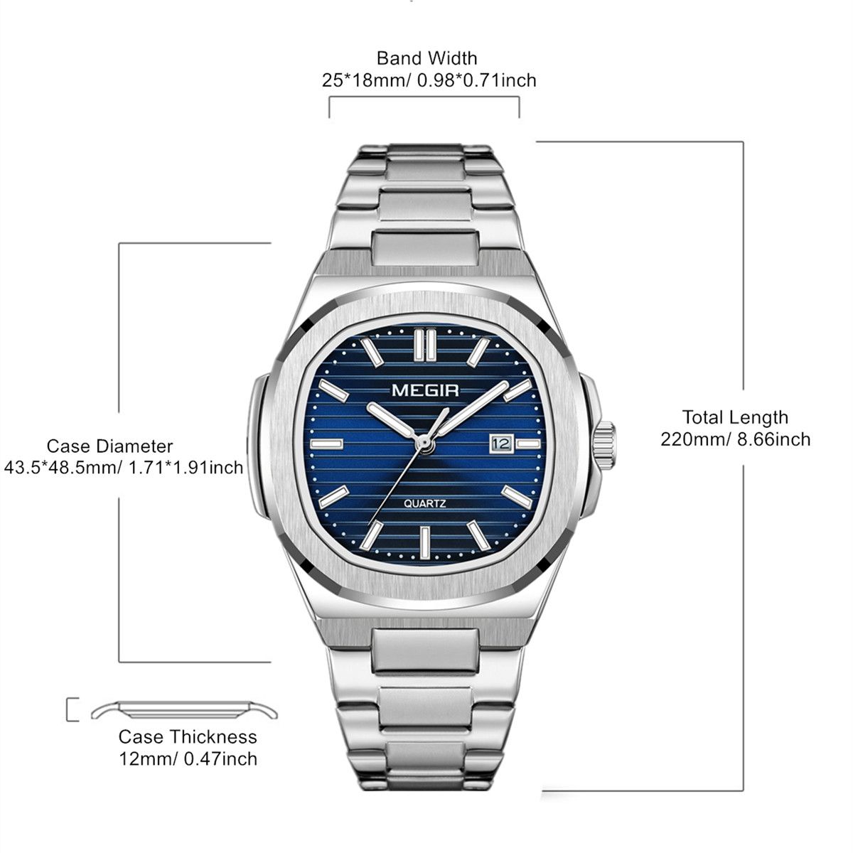 MEGIR Luxury Brand Men Business Watches Waterproof Male Clock Stainless Steel Luminous Quartz Sports Wristwatch Montre Femme 1084-5