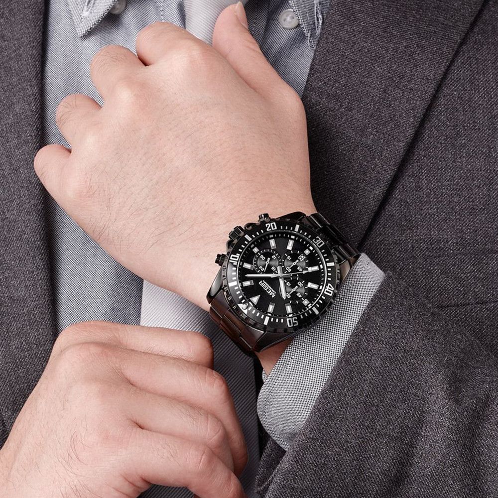 MEGIR Original Luxury Men Business Quartz Watch Stainless Steel Bracelet Chronograph Male Military Wristwatch Clock Relogio Masculino 2064-2
