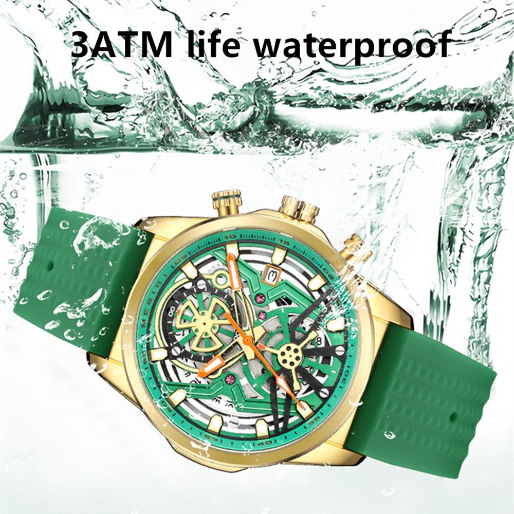 MEGIR Men's Watch Chronograph Fashion Quartz Wristwatch Waterproof Luminous Sports Military Watches Clock with Auto Date 2235-4