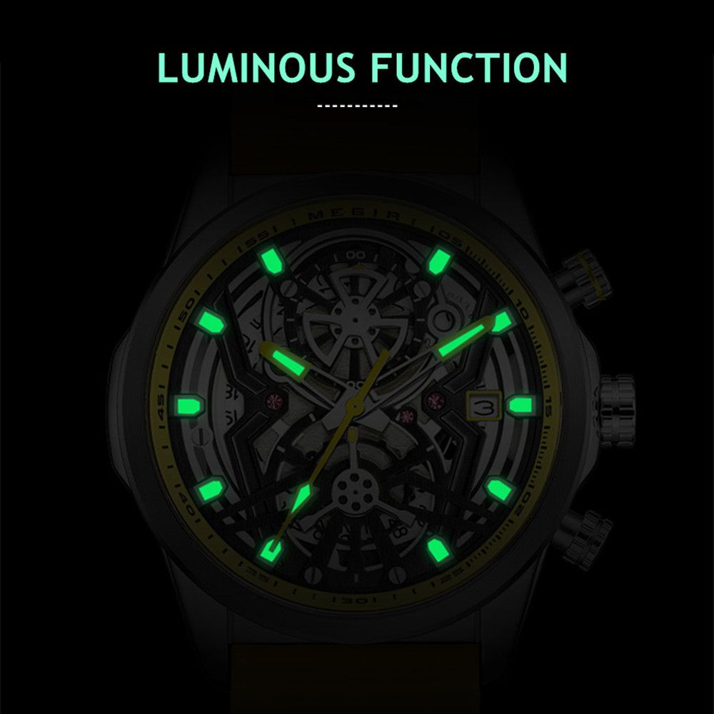 MEGIR Men's Watch Chronograph Fashion Quartz Wristwatch Waterproof Luminous Sports Military Watches Clock with Auto Date 2235-5