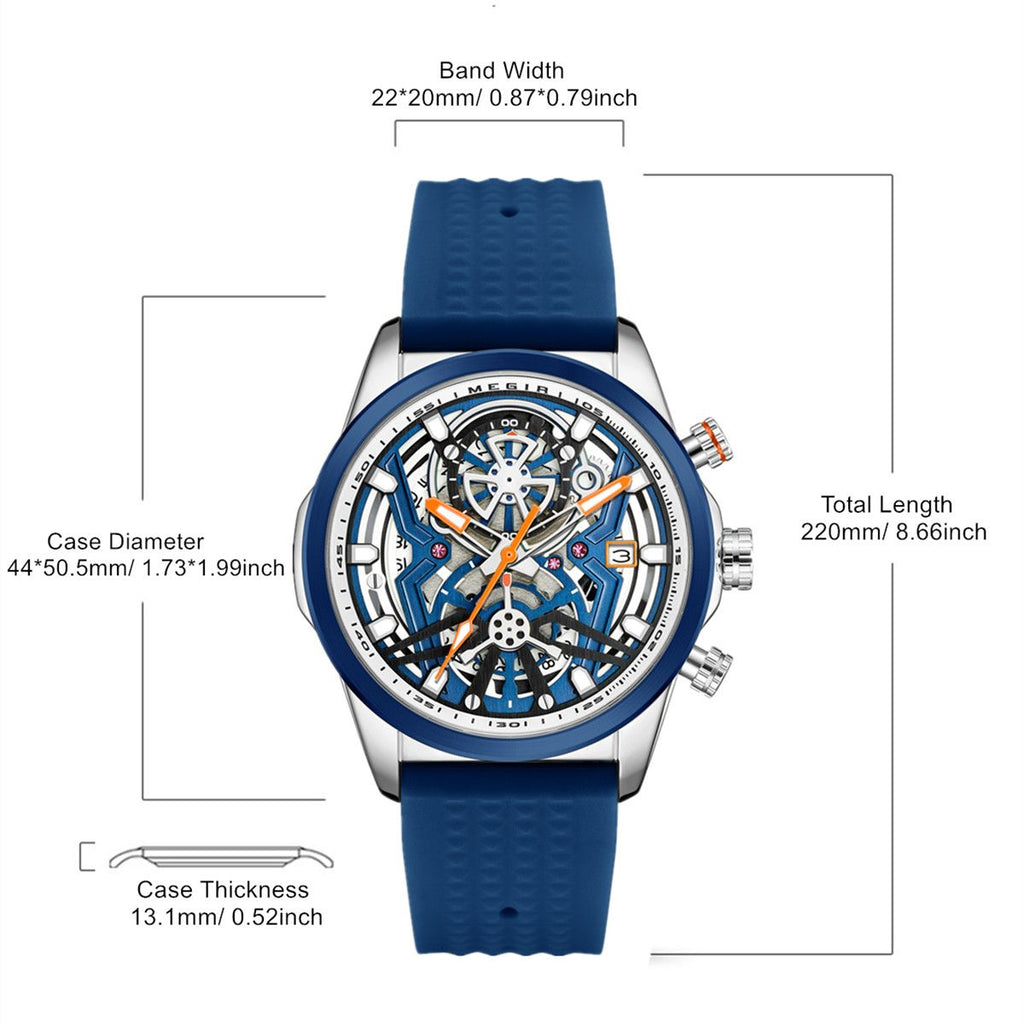MEGIR Men's Watch Chronograph Fashion Quartz Wristwatch Waterproof Luminous Sports Military Watches Clock with Auto Date 2235-7