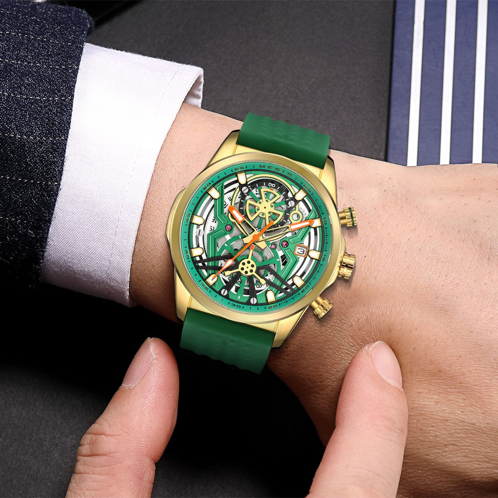 MEGIR Men's Watch Chronograph Fashion Quartz Wristwatch Waterproof Luminous Sports Military Watches Clock with Auto Date 2235-1