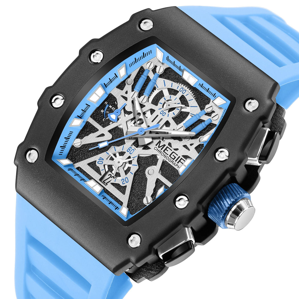 MEGIR Luxury Outdoor Sport Wristwatch for Men Silicone Waterproof Watches Quartz Military Watch Male Clock Chronograph 2218-14