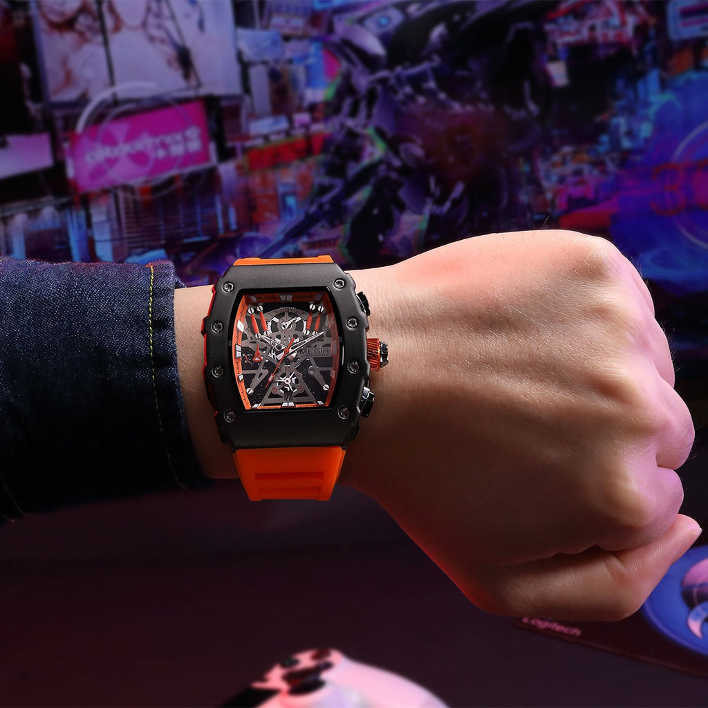 MEGIR Luxury Outdoor Sport Wristwatch for Men Silicone Waterproof Watches Quartz Military Watch Male Clock Chronograph 2218-5