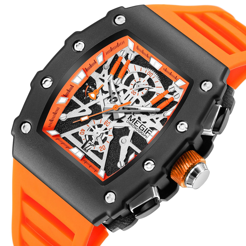 MEGIR Luxury Outdoor Sport Wristwatch for Men Silicone Waterproof Watches Quartz Military Watch Male Clock Chronograph 2218-13