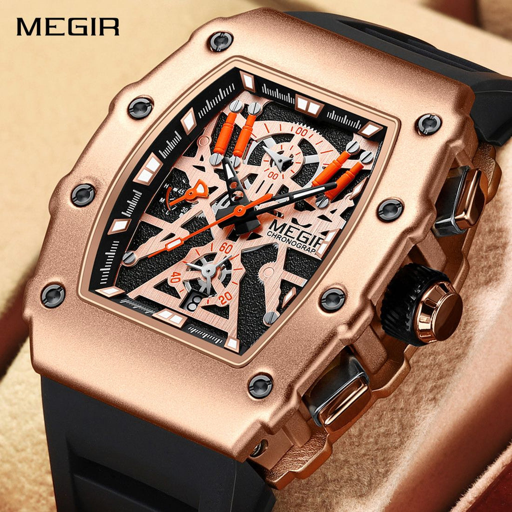 MEGIR Luxury Outdoor Sport Wristwatch for Men Silicone Waterproof Watches Quartz Military Watch Male Clock Chronograph 2218-0