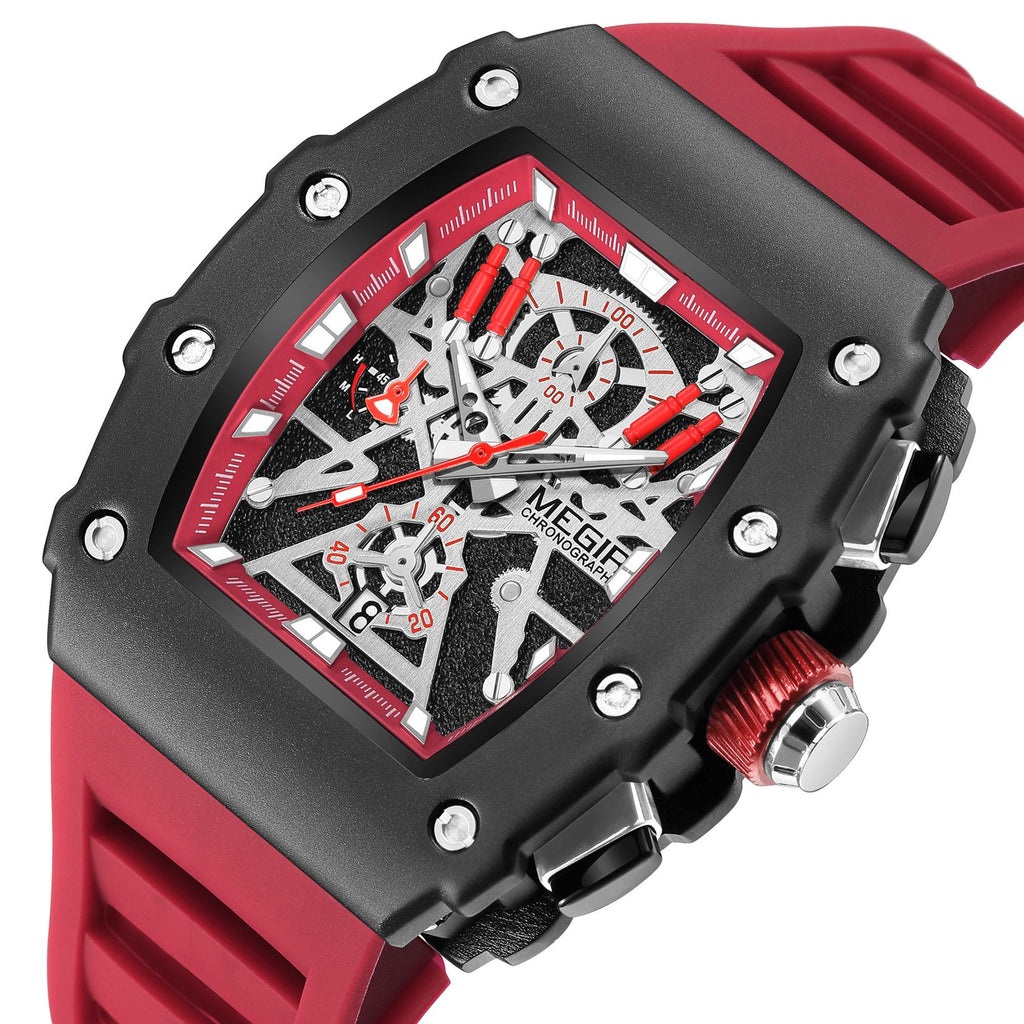 MEGIR Luxury Outdoor Sport Wristwatch for Men Silicone Waterproof Watches Quartz Military Watch Male Clock Chronograph 2218-15