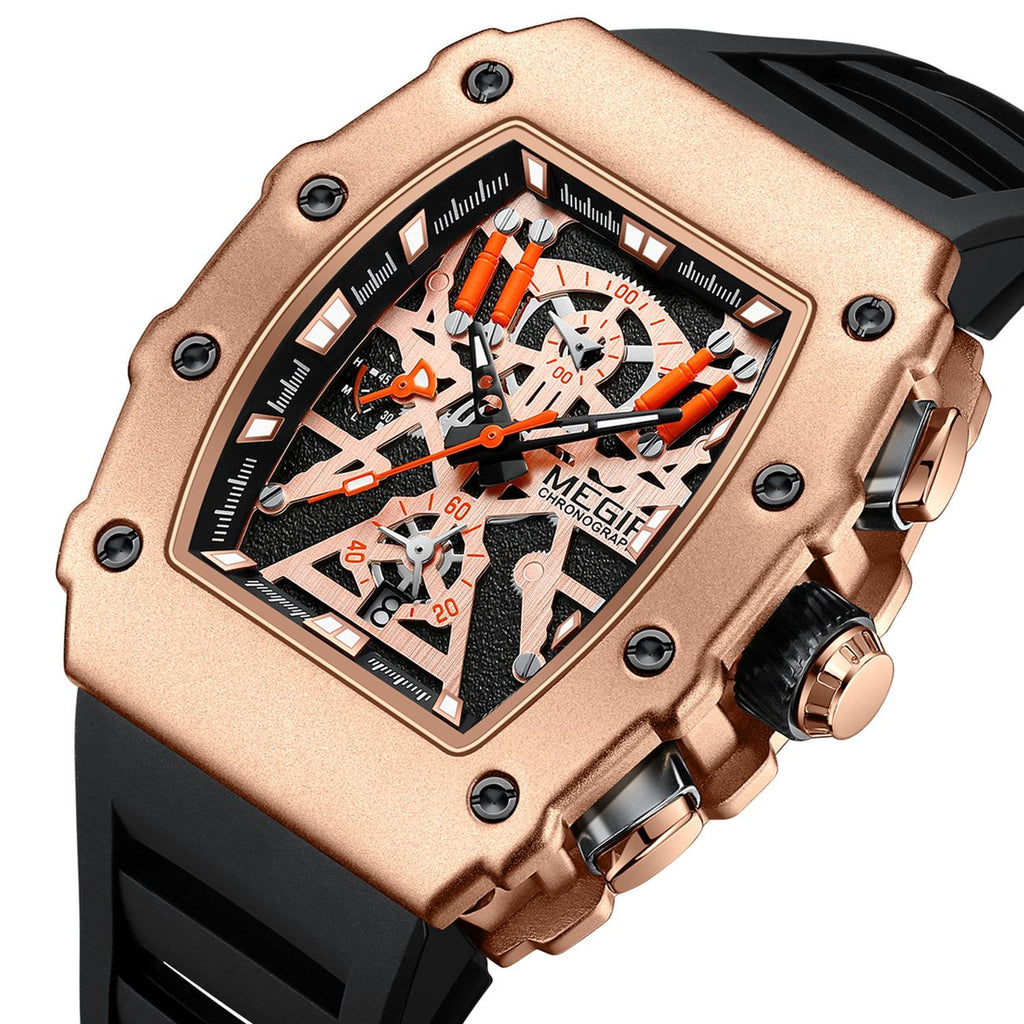 MEGIR Luxury Outdoor Sport Wristwatch for Men Silicone Waterproof Watches Quartz Military Watch Male Clock Chronograph 2218-12