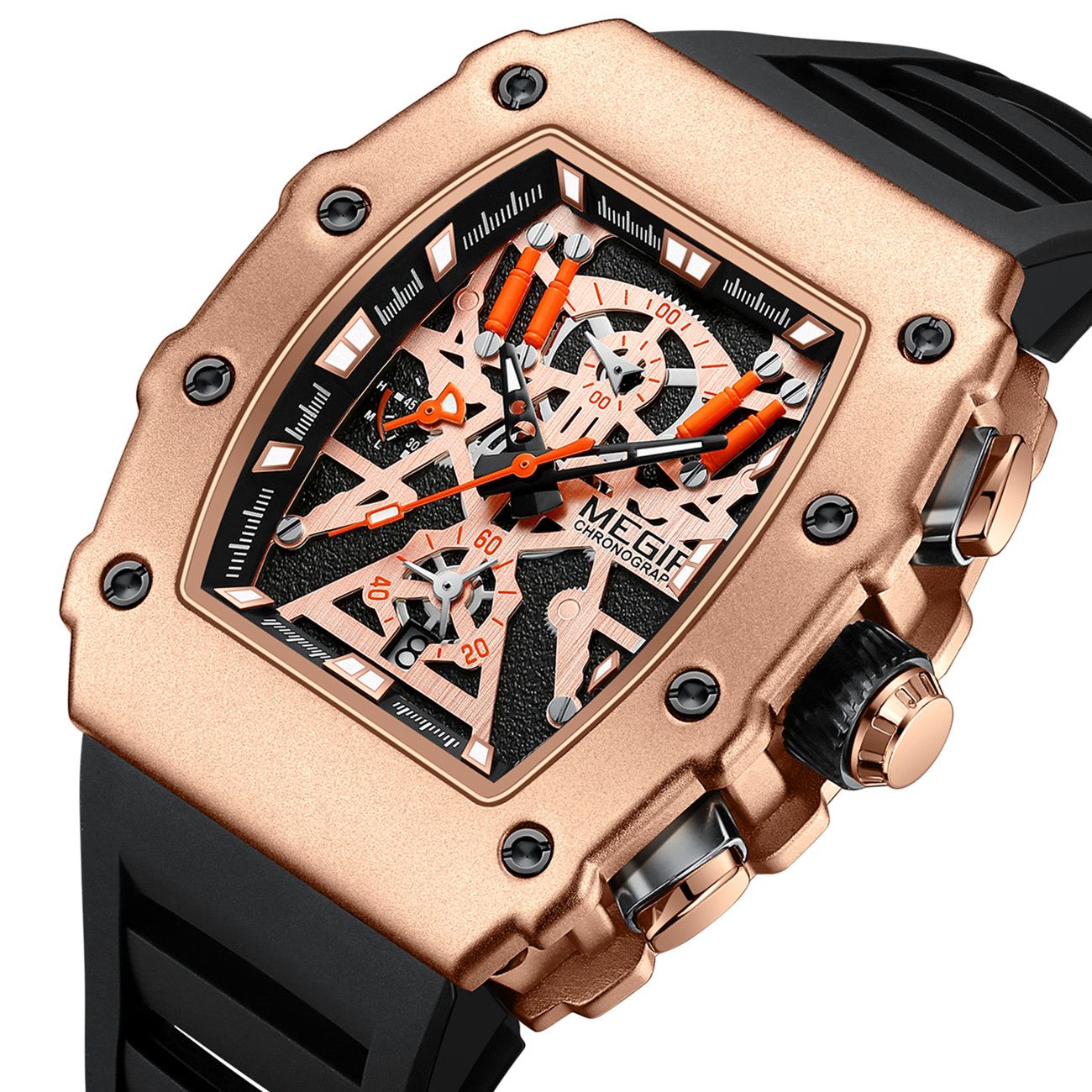 MEGIR Luxury Outdoor Sport Wristwatch for Men Silicone Waterproof Watches Quartz Military Watch Male Clock Chronograph 2218-12