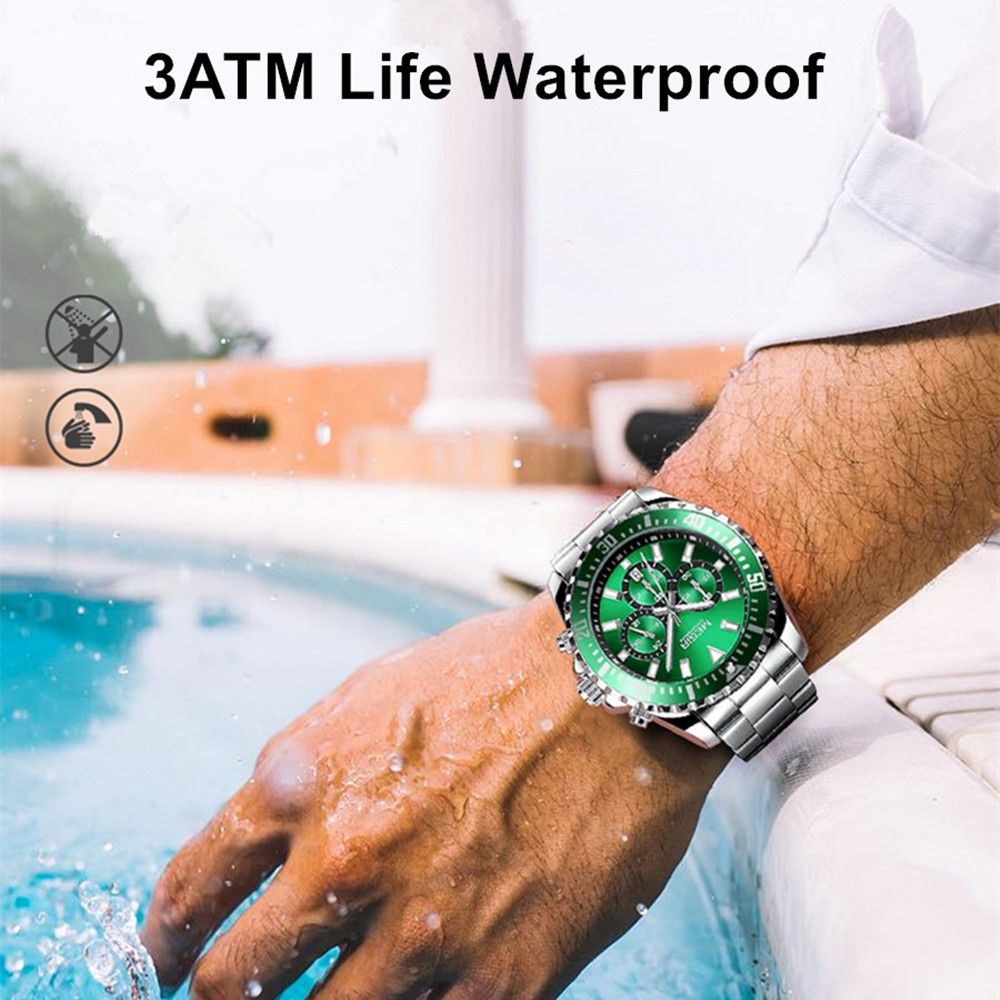 MEGIR Original Luxury Men Business Quartz Watch Stainless Steel Bracelet Chronograph Male Military Wristwatch Clock Relogio Masculino 2064-7
