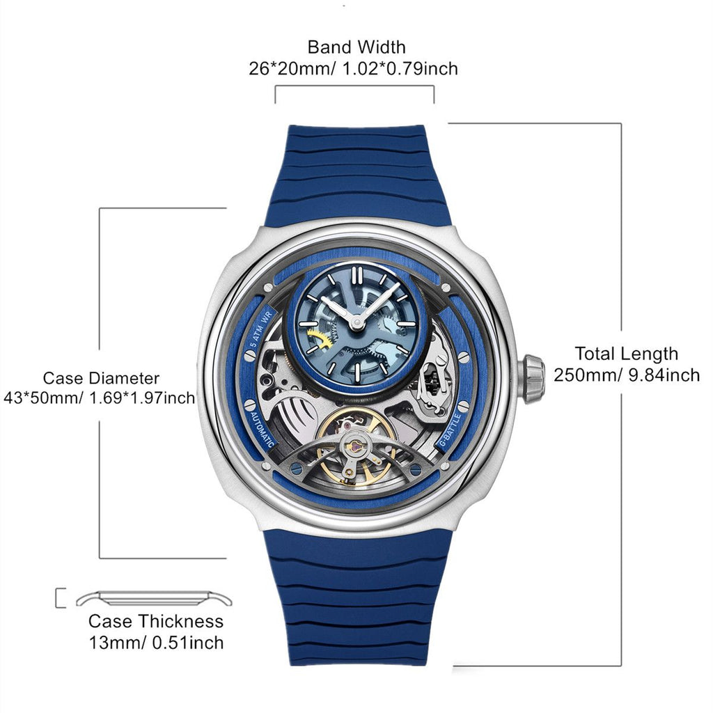 MEGIR Fashion Skeleton Men's Mechanical Watches 3ATM Waterproof Luminous Silicone Automatic Movement Sport Wrist Watch Reloj Hombre 2259-4
