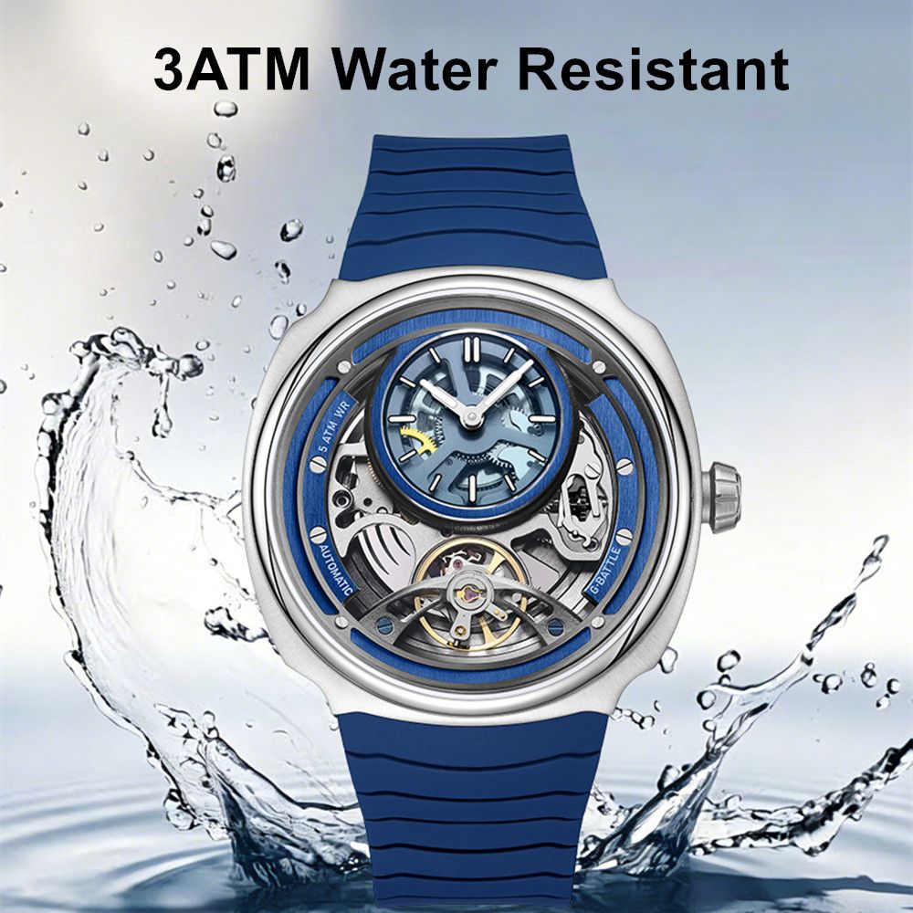 MEGIR Fashion Skeleton Men's Mechanical Watches 3ATM Waterproof Luminous Silicone Automatic Movement Sport Wrist Watch Reloj Hombre 2259-3