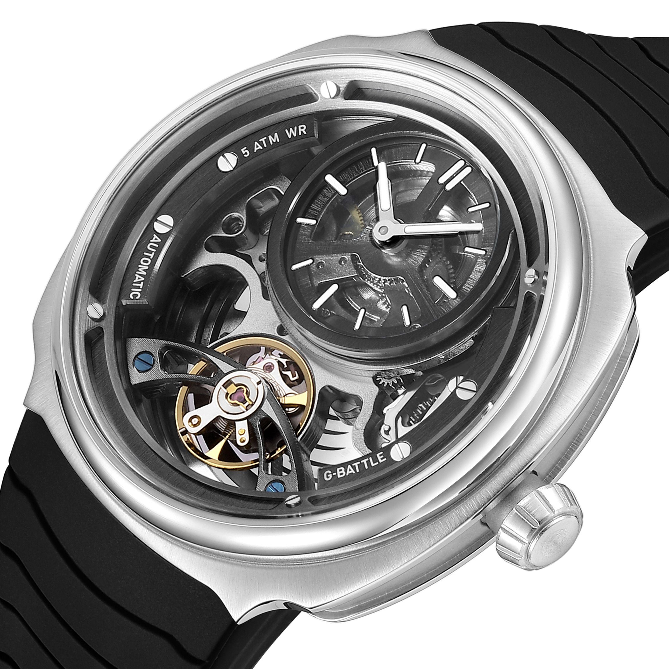 MEGIR Fashion Skeleton Men's Mechanical Watches 3ATM Waterproof Luminous Silicone Automatic Movement Sport Wrist Watch Reloj Hombre 2259-7