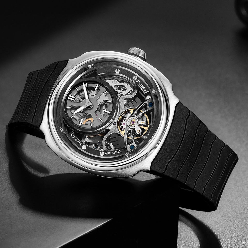 MEGIR Fashion Skeleton Men's Mechanical Watches 3ATM Waterproof Luminous Silicone Automatic Movement Sport Wrist Watch Reloj Hombre 2259-6