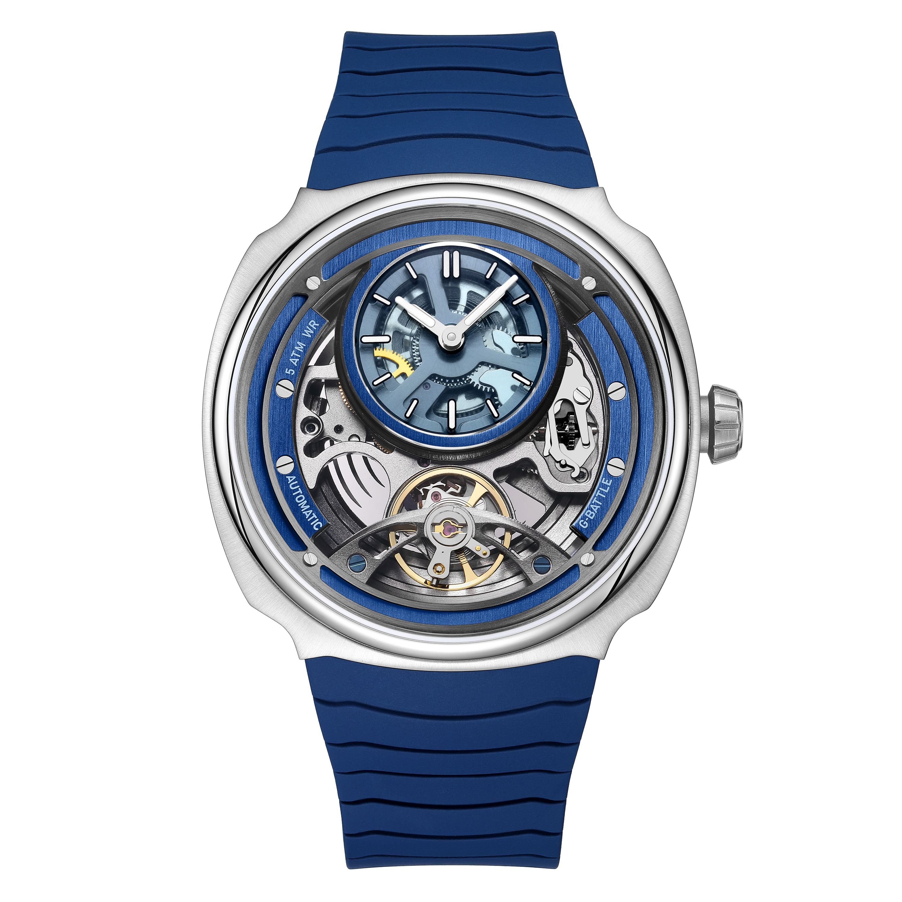 MEGIR Fashion Skeleton Men's Mechanical Watches 3ATM Waterproof Luminous Silicone Automatic Movement Sport Wrist Watch Reloj Hombre 2259-9