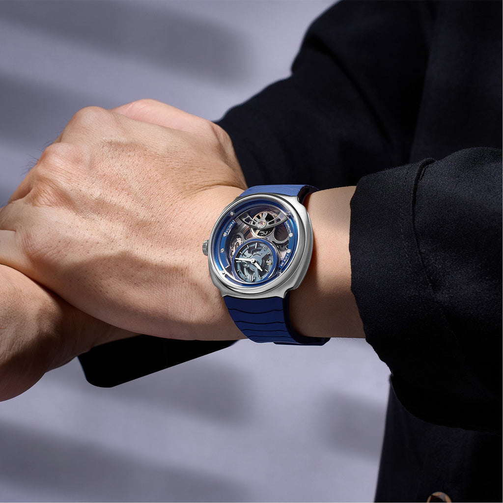 MEGIR Fashion Skeleton Men's Mechanical Watches 3ATM Waterproof Luminous Silicone Automatic Movement Sport Wrist Watch Reloj Hombre 2259-1